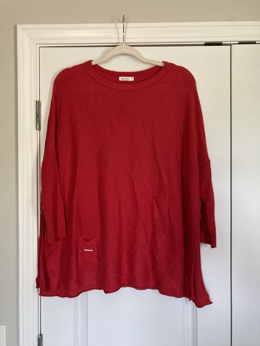 Mersea Sweater Womens P Size 0-10 Red Catalina Traveler Knit Pullover Nautical